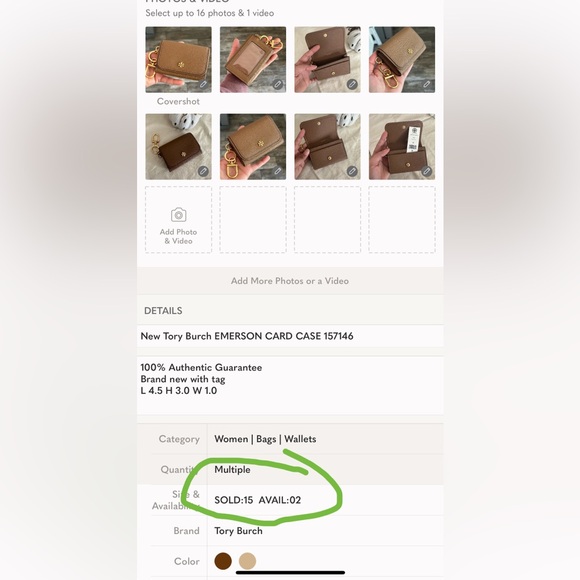 New Tory Burch EMERSON CARD CASE 157146 - Picture 10 of 11